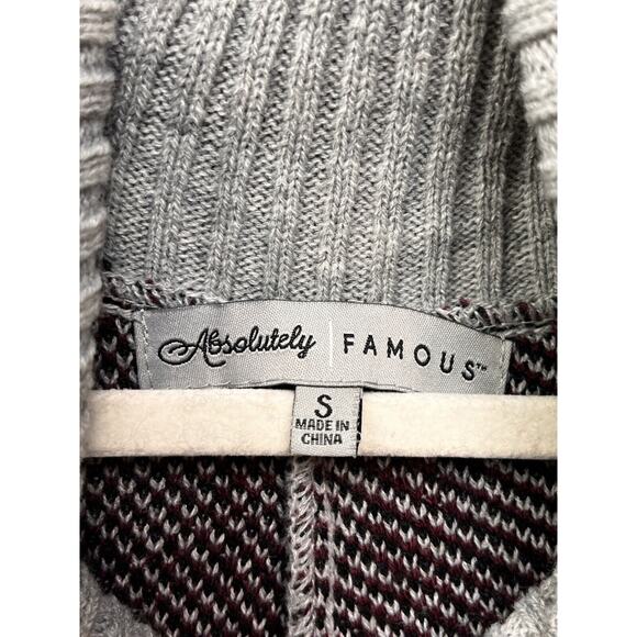 Absolutely Famous Sweater Womens Small Turtleneck Gray Plaid Fringe Pullover - Picture 4 of 8